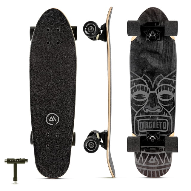 Monopatín completo Magneto | 27,5" x 7,5" | Madera de arce canadiense | Ruedas de uretano de 60 mm | Cubierta cóncava de doble patada | Monopatín para niños Patinetas Cruiser | Monopatín para principi