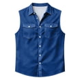 thumbnail image 5 of Mens Summer Shirt Button Down Breathable Collared Sleeveless Top Casual Lightweight Cotton Linen Tank Tops Dressy (M,Blue), 5 of 9