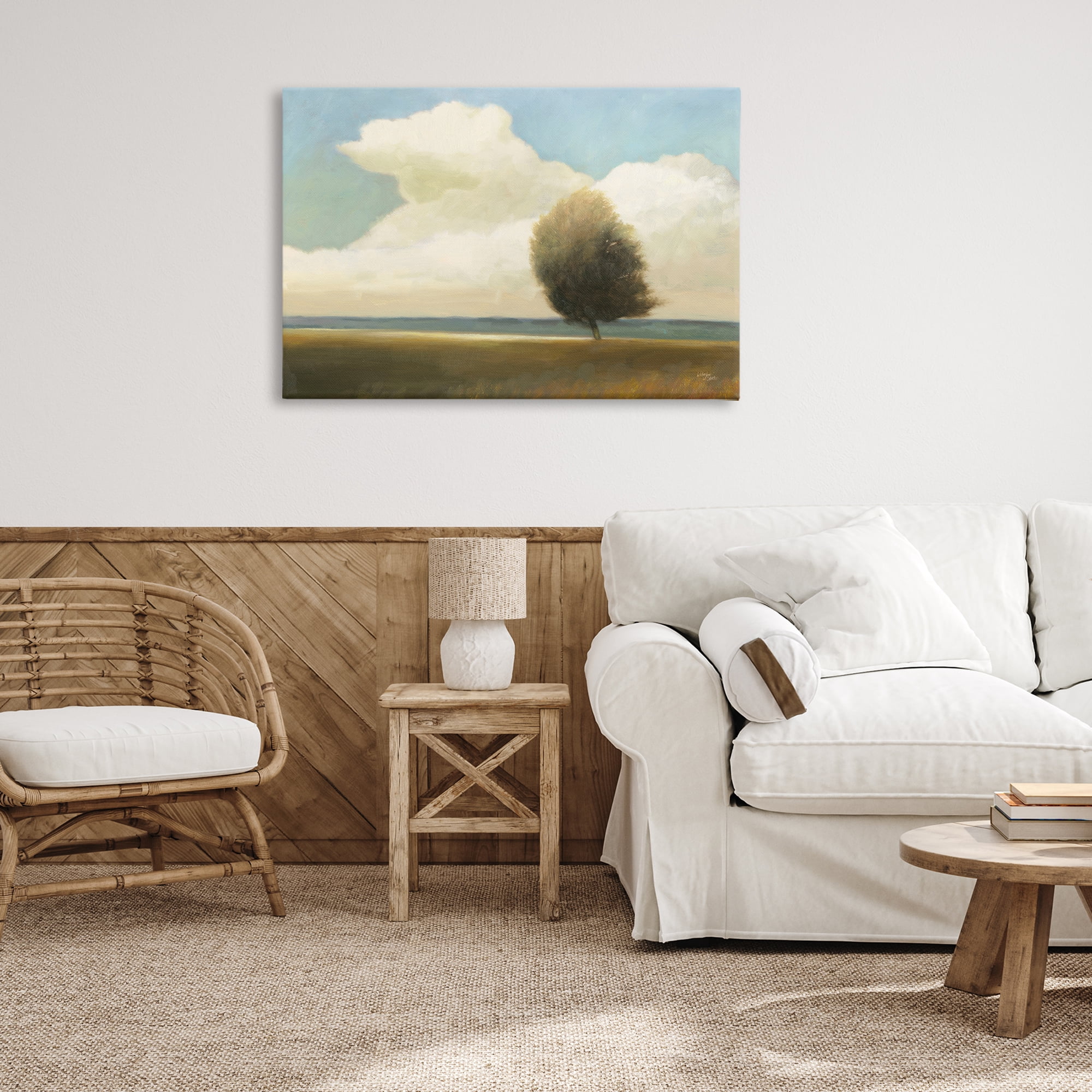 Stupell Industries Windblown Tree Landscape Landscape & Nature Painting Wrapped Canvas Art Print Wall Art, 36 x 24