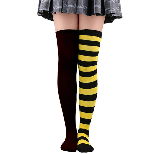 Womens Long Socks Color Matching Striped Thigh High Socks Over The Knee Socks Festival Christmas