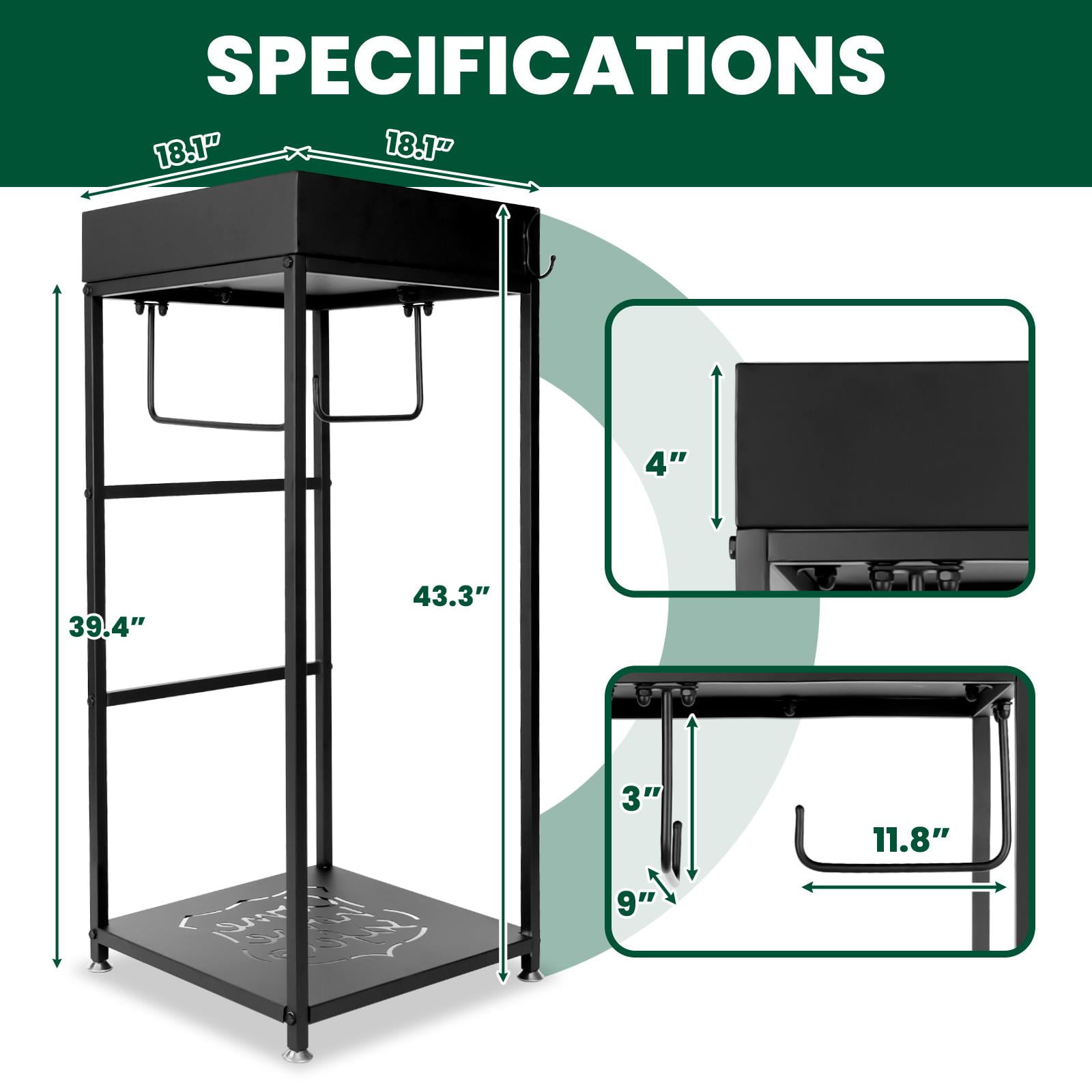 Police Hanger, Tactical Duty Gear Rack Decor, Armor Stand with 3 Hooks, Black Metal Police Gear Rack, Heavy Duty Carbon Steel Law Enforcement and Military Gear Stand for Tactical Gear Storage