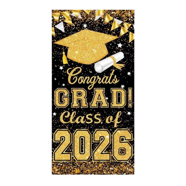 ZZHZGZ Congratulations to the Graduating Class of 2026 Banners Door Frames Graduation Party Decorations Front Porch Sign Wall with Lowered Back Indoor and Outdoor Photography