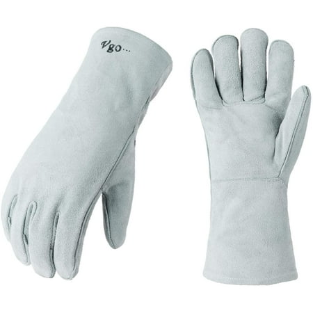 16" Welding Gloves - Extra Long Leather Gloves For MIG, Stick Welding & Fireplace Use