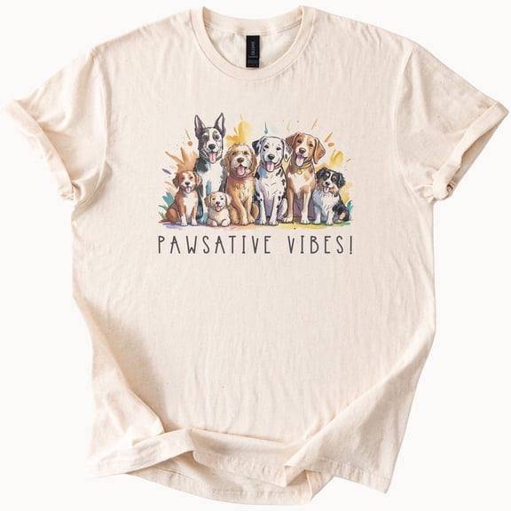 Pawsitive Vibes Dog Lover T-Shirt Cute Puppy Graphic Tee Pet Owner Gift Animal Lover Shirt Dog Breed T-Shirt Birthday Gifts; For Men & Women