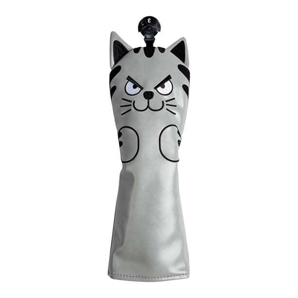 Fundas para Cabezas de Golf Zulema Equipo Mazo Putter Patrón de Gato Cuero PU Gris Madera