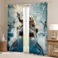 thumbnail image 2 of Feelyou Bear Riding Shark Black Out Curtains for Kids, Kawaii Cartoon Animal Curtains Pack of 2 (42x63 Each), Cute Sealife Bedroom Curtains, Curtains and Drapes Room Decor, 2 of 6