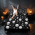 thumbnail image 3 of Homewish Halloween Skull Bat Queen Sheets, Owl Spider Moon Queen Sheet Sets, Black White, 4pcs (1 Flat Sheet, 1 Fitted Sheet and 2 Pillowcases), 3 of 4