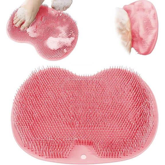 Shower Foot & Back Scrubber, Silicone Shower Foot Scrubber Mat with Wall-Mounted Suction Cups, Multi-Surface Silicone Bath Mat for Exfoliating and Massaging in Shower or Bathtub