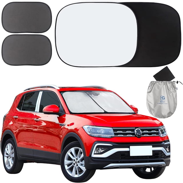 2-Piece Car Windshield Sun Shade, 28'' x 31'' Foldable Car Shade Front Windshield for Most Cars SUV Truck, 210T Reflective Material Car Window Shades Blocks Max UV Rays & Keeps Your Vehicle Cool