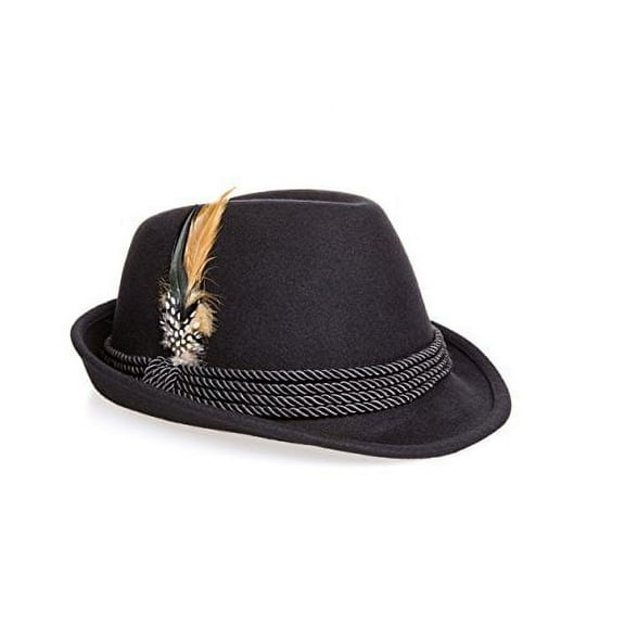 Holiday Oktoberfest Wool Bavarian Alpine Hat - Black Color, Medium
