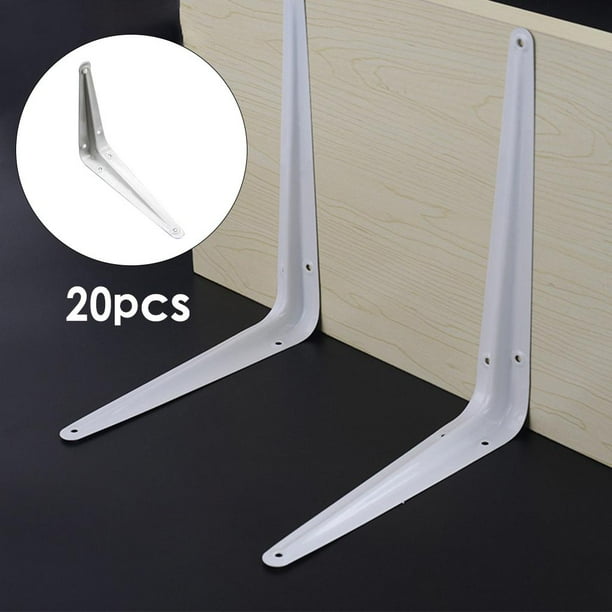 20 piezas de metal, ángulo de pared, coner, soportes flotantes para estantes, soporte de soporte para estantería de esquina, incluidos tornillos 3x4 pulgadas