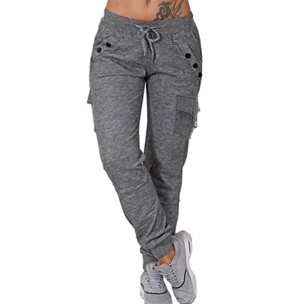 Pantalones de chándal activos para mujer pantalones deportivos de yoga pantalones suaves con cordón y bolsillos