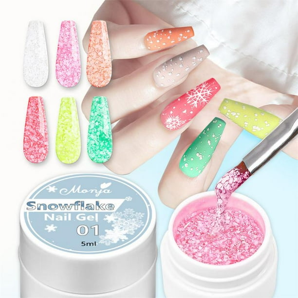 10 Colors Snowflake Nail Glue Manicure Flash Delicate Thick Shiny Glitter Nail Polish Snow Gum Sequin Glue UV Gel Nail Art Tools zhangyuxiang LED