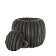 thumbnail image 4 of Weston Home Portola Plush Furry Channel Fabric Storage Ottoman, Dark Gray, 4 of 9