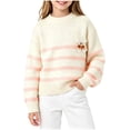 thumbnail image 4 of Girls Mock Neck Loose Knit Sweaters Kids Long Sleeve Warm Cute Fashion Pullover Tops 4-12 Years Pink 5-6 Years, 4 of 6