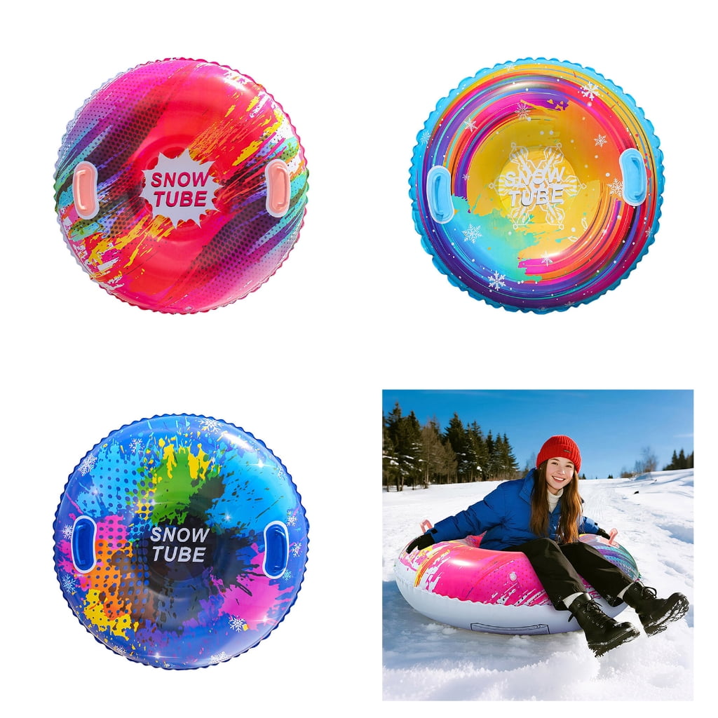 Inflatable Snow Tube Sled with Handles Inflatable Ski Rings PVC Sledding Tube Protable Winter Snow Sledding Toy