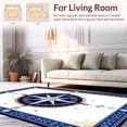 thumbnail image 2 of ODIKA 4'x6' Machine Washable Non-Slip Area Rug, Nautical Compass Rose with Marine Symbols and Geometric Oceanic Lines High Traffic Rug, Blue, 140807, 2 of 7