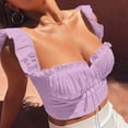thumbnail image 2 of JGGSPWM Ladies Solid Color Sexy Sleeveless Summer Ruffled Strap Vest Top Sling Sweet Elegant Y2k Crop Tops Trendy Summer Camisole Purple M, 2 of 4