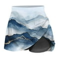thumbnail image 7 of LEBONYARD Women's Stretchy Flared Yoga Skort,Women's Summer Ink Wash Print Pleated Tennis Skirts Stretchy Yoga Fake Two Piece Shorts Skirt Blue XL, 7 of 7