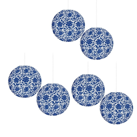 Tizuqe Set of 6 Blue and White Porcelain Lanterns Paper Lanterns Birthday Party Jewelry