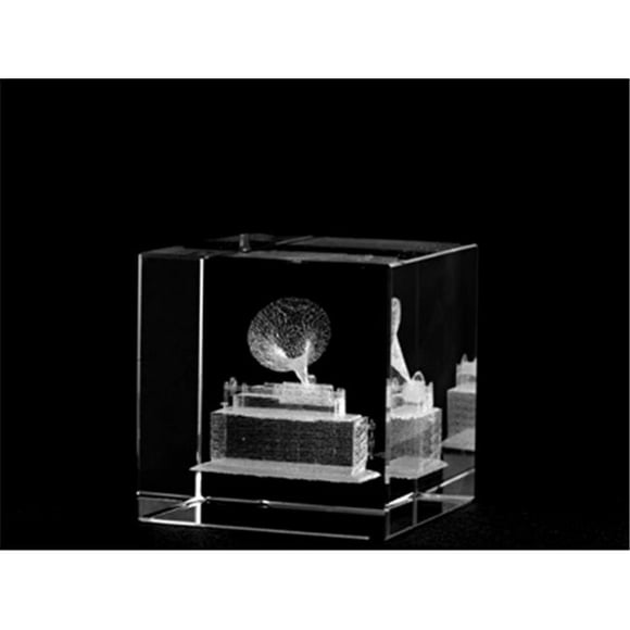 1159-50-11 2 L x 2 H x 2 W in. Crystal Laser-Engraved Gramophone Music Laser-Cut