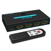 SGEYR HDMI 2.0 Switch Splitter 4K 3 in 1 Out Metal Selector Box with IR Remote Control Support HDCP 2.2 Support 4K@60Hz Ultra HD 3D 2160P 1080P