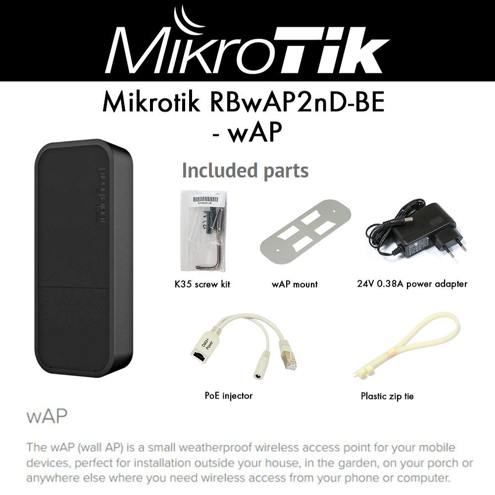Mikrotik wall AP black wifi outdoor access point 2.4Ghz 11b/g/n PoE