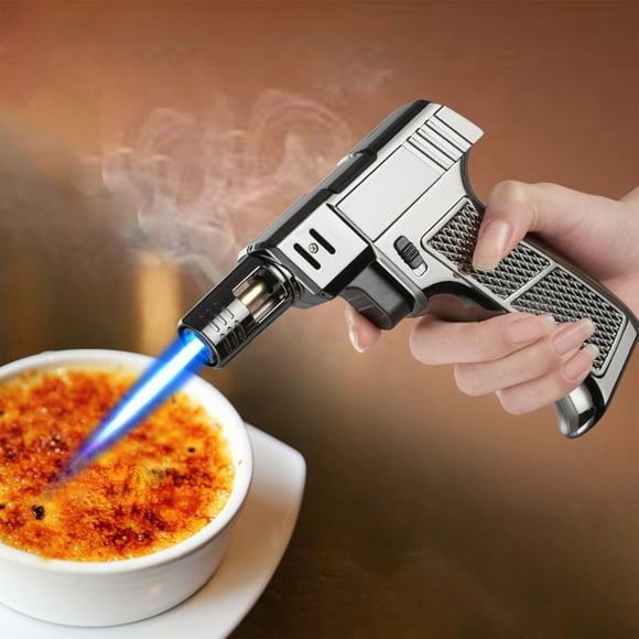 Oneshit Metal Flame Gun Welding Gas Torch Lighter Heating Lgnition Butane Portable Camping Welding Gas Torch for crème brûlée Outdoor BBQ Black Clearance