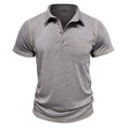 thumbnail image 2 of ZCFZJW Mens Casual Atheltic Workout Shirts Classic Short Sleeve Quater Button up Henley Shirts Fashion Cotton Tops with Pockets Gray L, 2 of 5