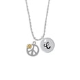 thumbnail image 2 of Delight Jewelry Two-tone Large Peace Sign with Daisy and Crystal Silvertone Script Initial Disc - C - Charm Necklace, 20"+3", 2 of 4