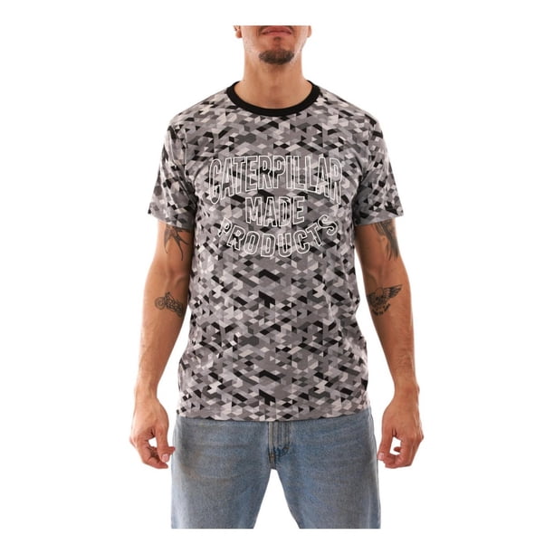 Playera Cat Hombre Caterpillar Logo Camuflaje Gris Casual gris M