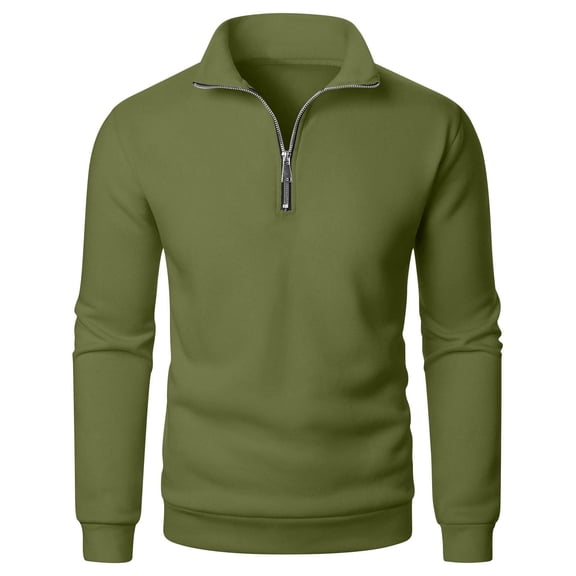 cocolona Mens Quarter Zip Pullover Sweatshirts Fall Winter Long Sleeve Stand Collar Shirts Fashion Casual Solid Color Tops
