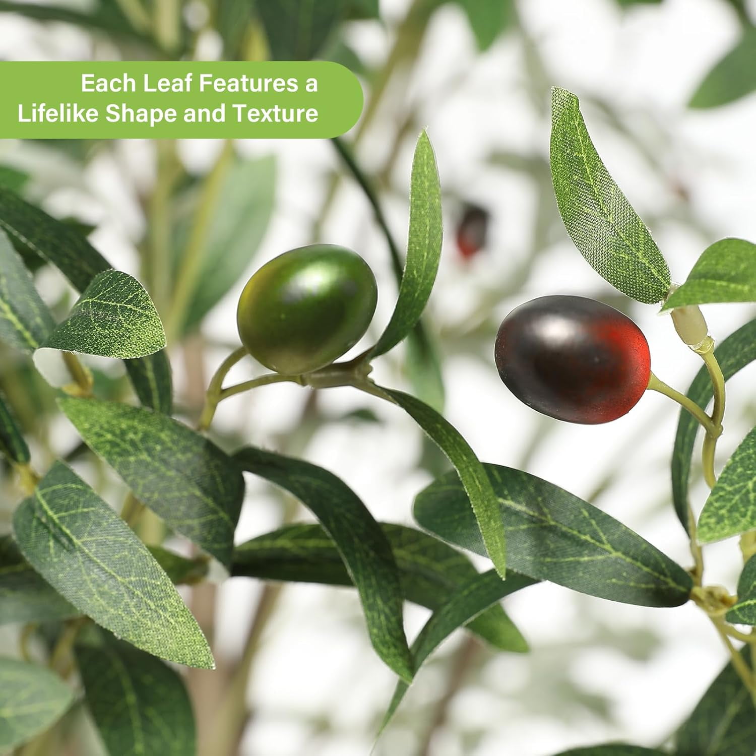 Ldnio Olive Tree Artificial 4ft Olive Plant Indoor, Faux Plants with Realistic Leaf & Natural Wood Trunk, Fake Potted Tree for Home Office Living Room Decor