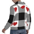 thumbnail image 6 of Wukai Heart Black Buffalo Plaid Gingham Print Men Hoodies Fleece Sweatshirts Long Sleeve Sweaters Pullover Fall Outfits Winter Clothes-XX-Large, 6 of 7