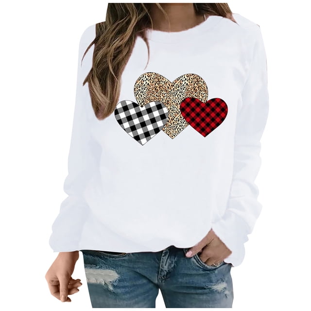 Mode Femme Pull à Manches Longues Imprimé Amour Blouse Ample