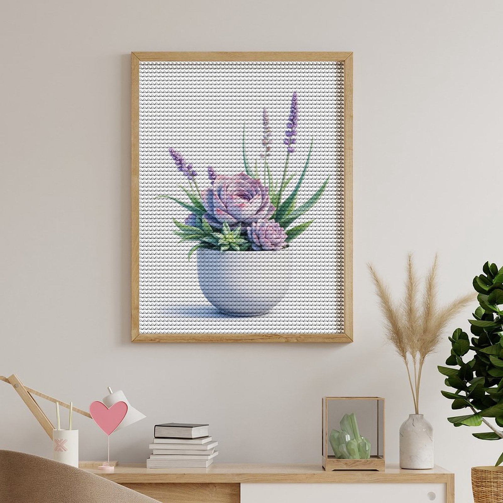 Diamond Art Kits for Adults, Purple Succulent Floral Arrangement 5D Diamond Painting Kits for Adults Beginners, DIY Full Drill Diamond Painting, Gem Art and Crafts 12x16