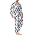 thumbnail image 2 of Kdxio Blue Leaves Men’s Pajama Set Pajamas For Men 2 Piece PJ Set with Men Pajama Pants and Long Sleeve T-Shirt Lounge Set-X-Large, 2 of 7