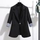 thumbnail image 2 of Gibobby Blazer para mujer Blazer de cuello alto para mujer de manga larga para otoño invierno chamarra de trabajo chamarra para mujer chamarra 2023(Negro,M), 2 of 3