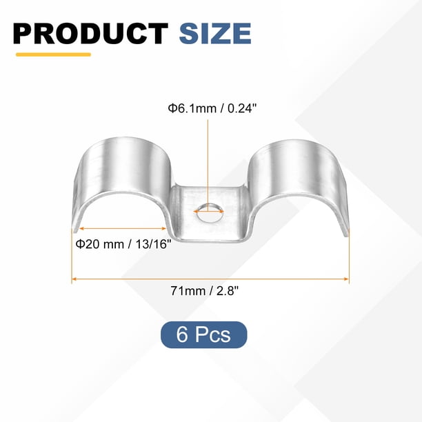 HARFINGTON 6Pcs Stainless Steel Double Line Clamp – 12mm/1/2 Inch M-Shape Clip For Fuel Lines, Brake Tubes, Wires