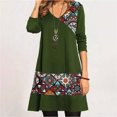 thumbnail image 2 of CEHVOM Women Autumn Casual Full Sleeve V-Neck Printed Splicing Dress, 2 of 5