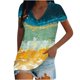 thumbnail image 1 of Blusa de camiseta con estampado de cuello en V de manga corta informal de verano a la moda para mujer Pompotops qwe24629, 1 of 5