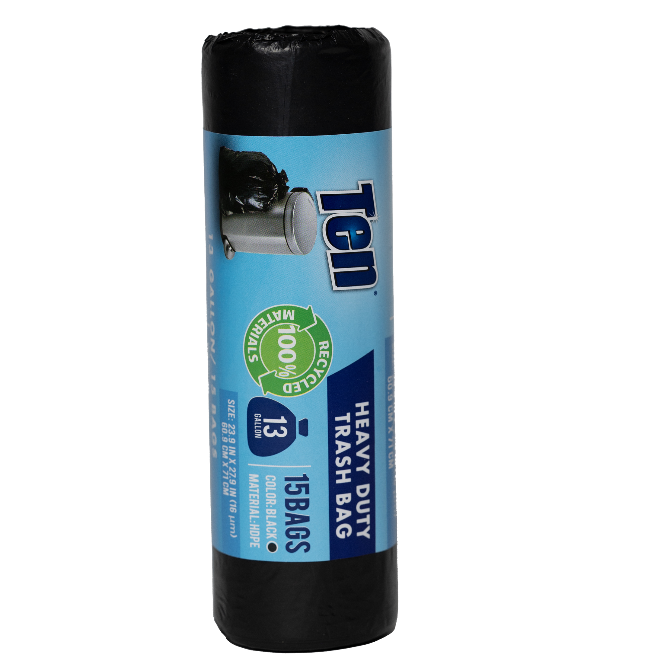 Ten 13 Gallon Flat Top Trash Bags 15 Count per Roll
