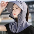 thumbnail image 4 of Women's Full Coverage Sun Protection Hood UV Shield with Removable Face Visor Neck Flap Dark Gray Free Size, 4 of 8