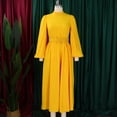 thumbnail image 3 of AURA Plus Size Women Winter Half High Collar Long Sleeve Waist Belt Swing Midi Dress Elegant Slim Fit Gown, 3 of 10