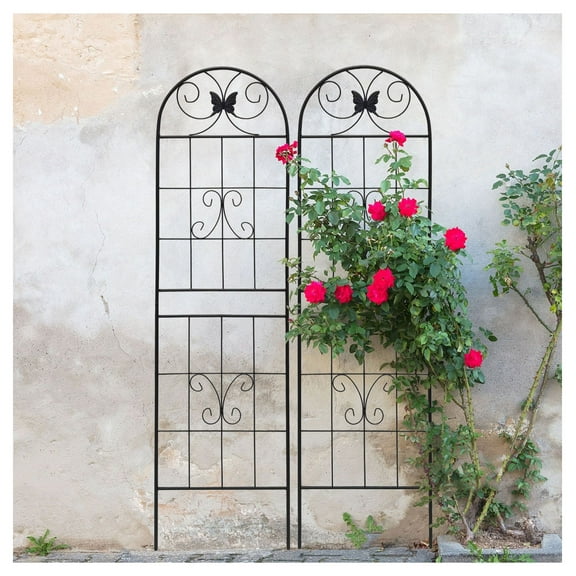 2 Pack Metal Garden Trellis 71" x 19.7" Rustproof Trellis for Climbing Plants Outdoor Flower Support Black
