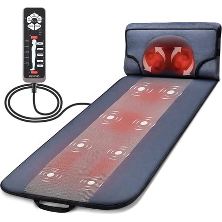 RENPHO Full Body Massage Mat with Heat, Vibrating Full Back Massager with Neck Massage Pillow, Back Massage Chair Pad, Foldable Massage Mat