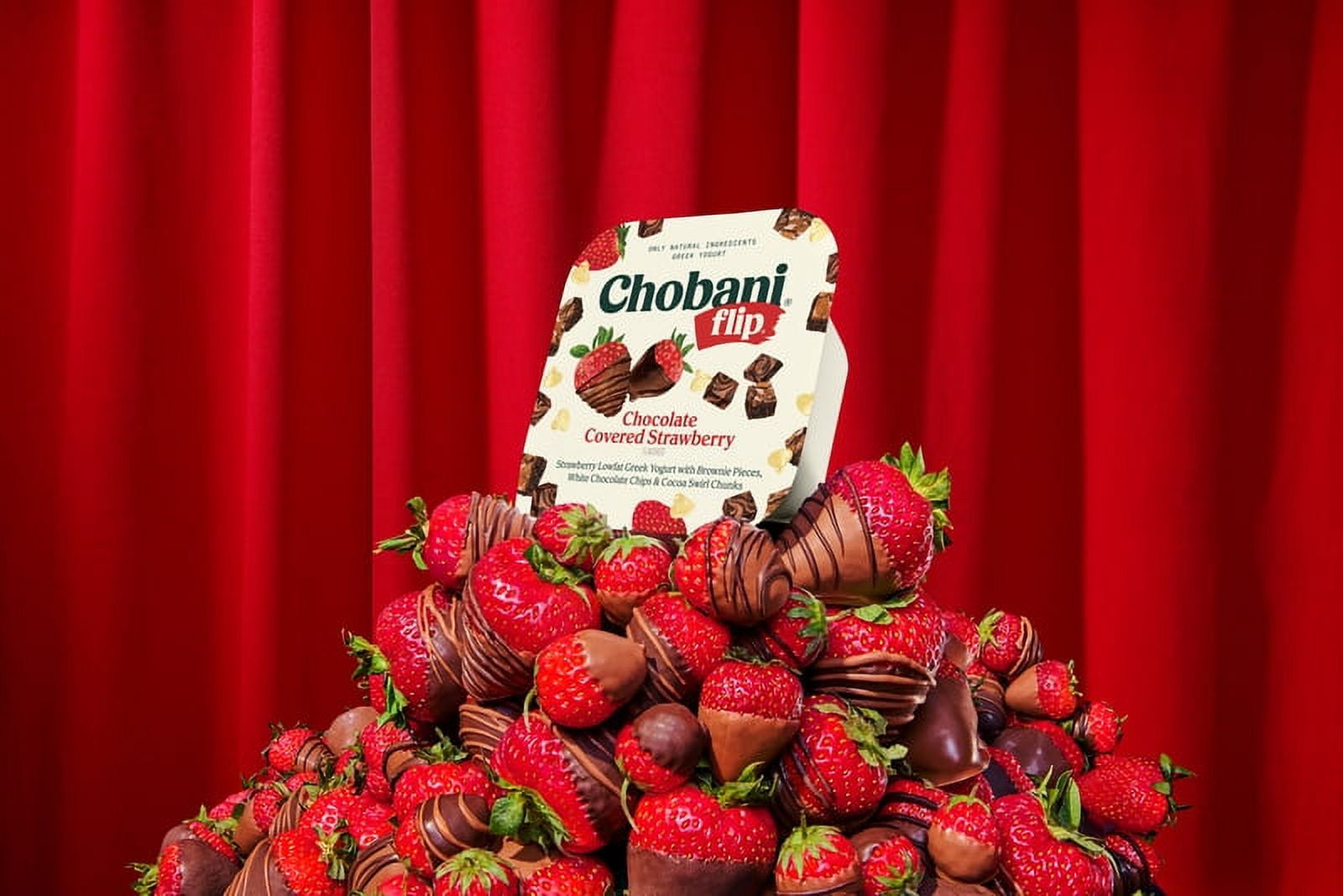 (4 pack) Chobani Flip Low-Fat Greek Yogurt Chocolate Covered Strawberry 4.5 oz Cup