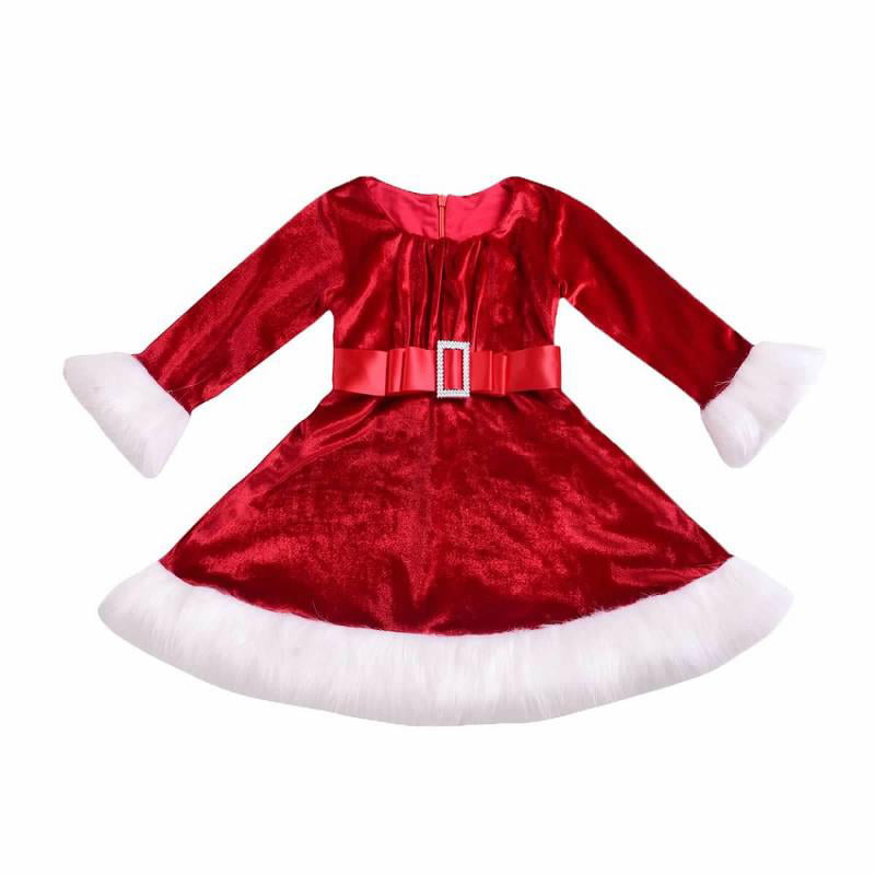 Toddler Baby Kids Girls Christmas Xmas Party Princess Velvet Fleece Dress