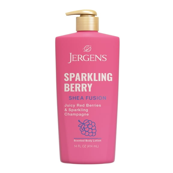 Jergens Shea Fusion Sparkling Berry Scented Body Lotion, Moisturizer for Dry Skin, 14 fl oz