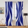 thumbnail image 2 of Kitchen Curtains 84 Inch Length 2 Panels, Blue Moire Grommets Window Treatment Curtain, Classic Modern Abstract Art Elegant Thermal Curtains Drapes for Living Room/Bathroom, 2 of 9